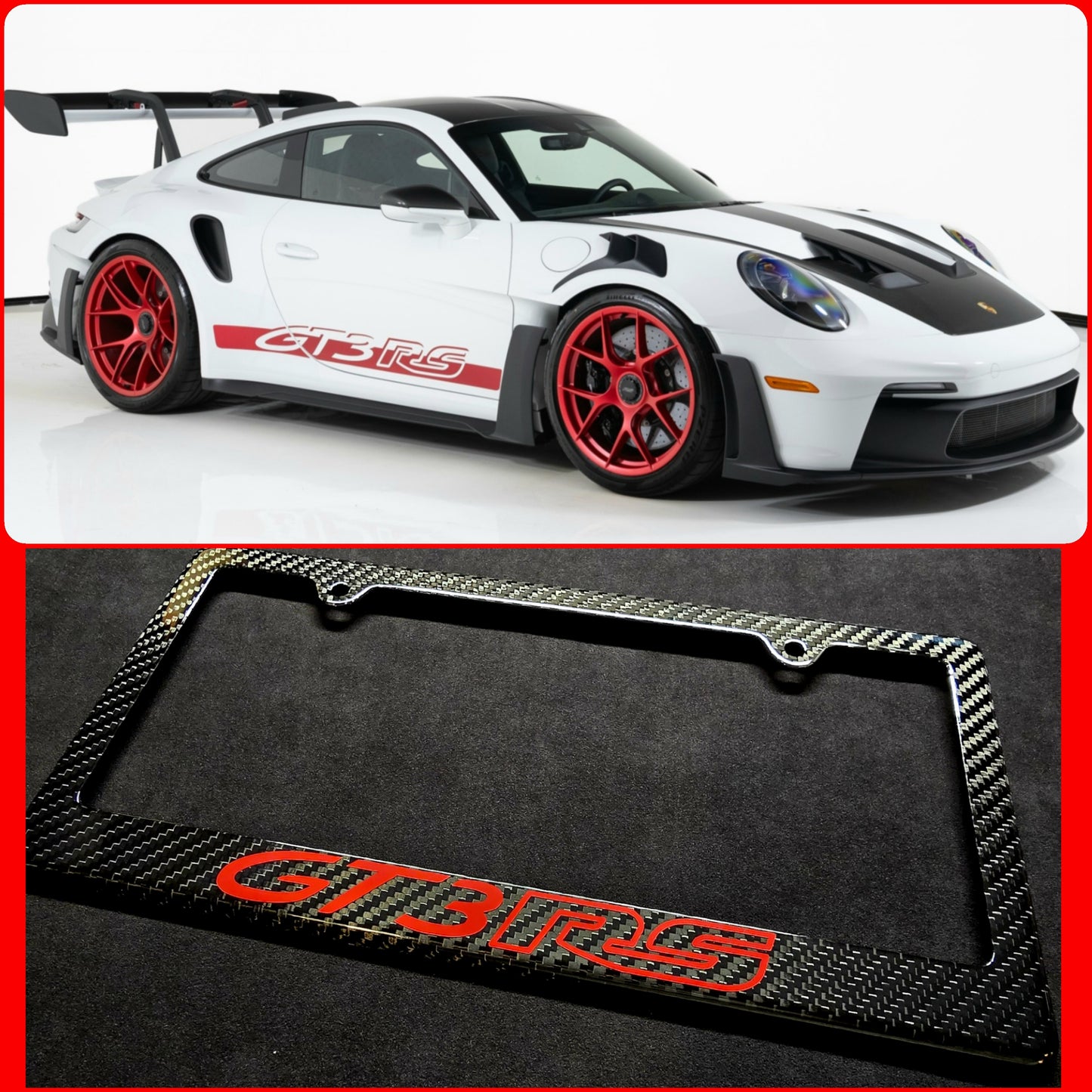 Porsche 911 GT3 RS (992) 2023+ Carbon Fiber License Plate Frame