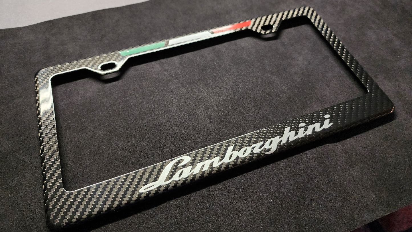 Lamborghini Tricolore Carbon Fiber License Plate Frame