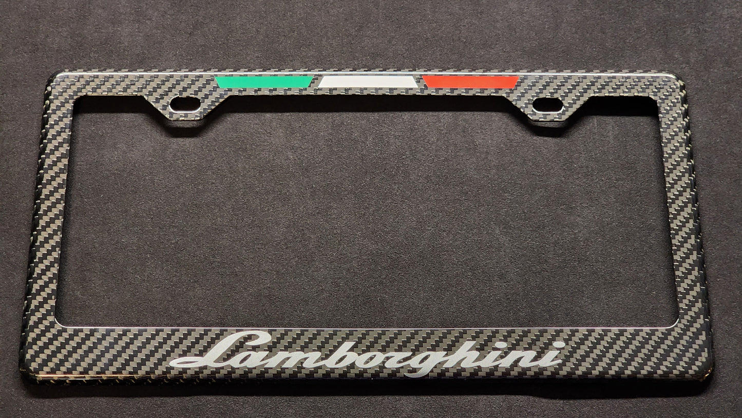 Lamborghini Tricolore Carbon Fiber License Plate Frame